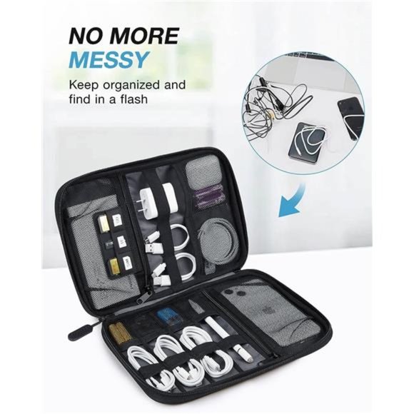 BAGSMART Electronics Organizer Travel Case, Small Cable Organizer Bag, Black - Picture 2 of 6